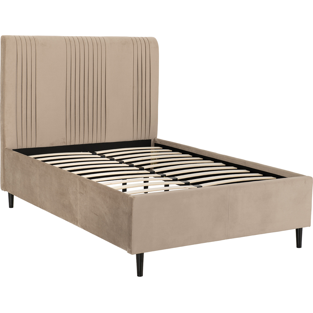 Seconique Maine Double Taupe Velvet Fabric Bed Frame Image 2