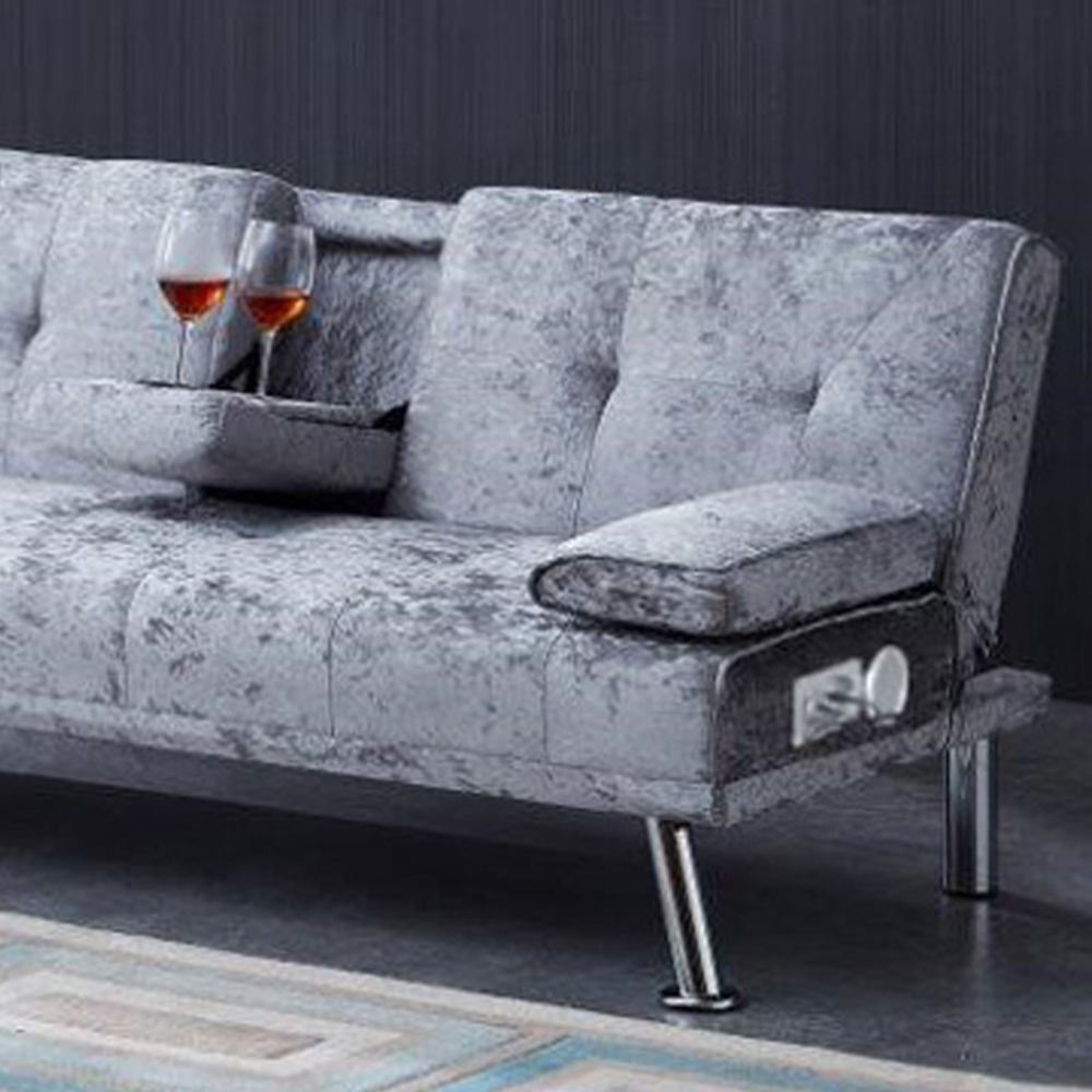 Brooklyn Verona Double Steel Crush Velvet Sofa Bed with Bluetooth Image 2