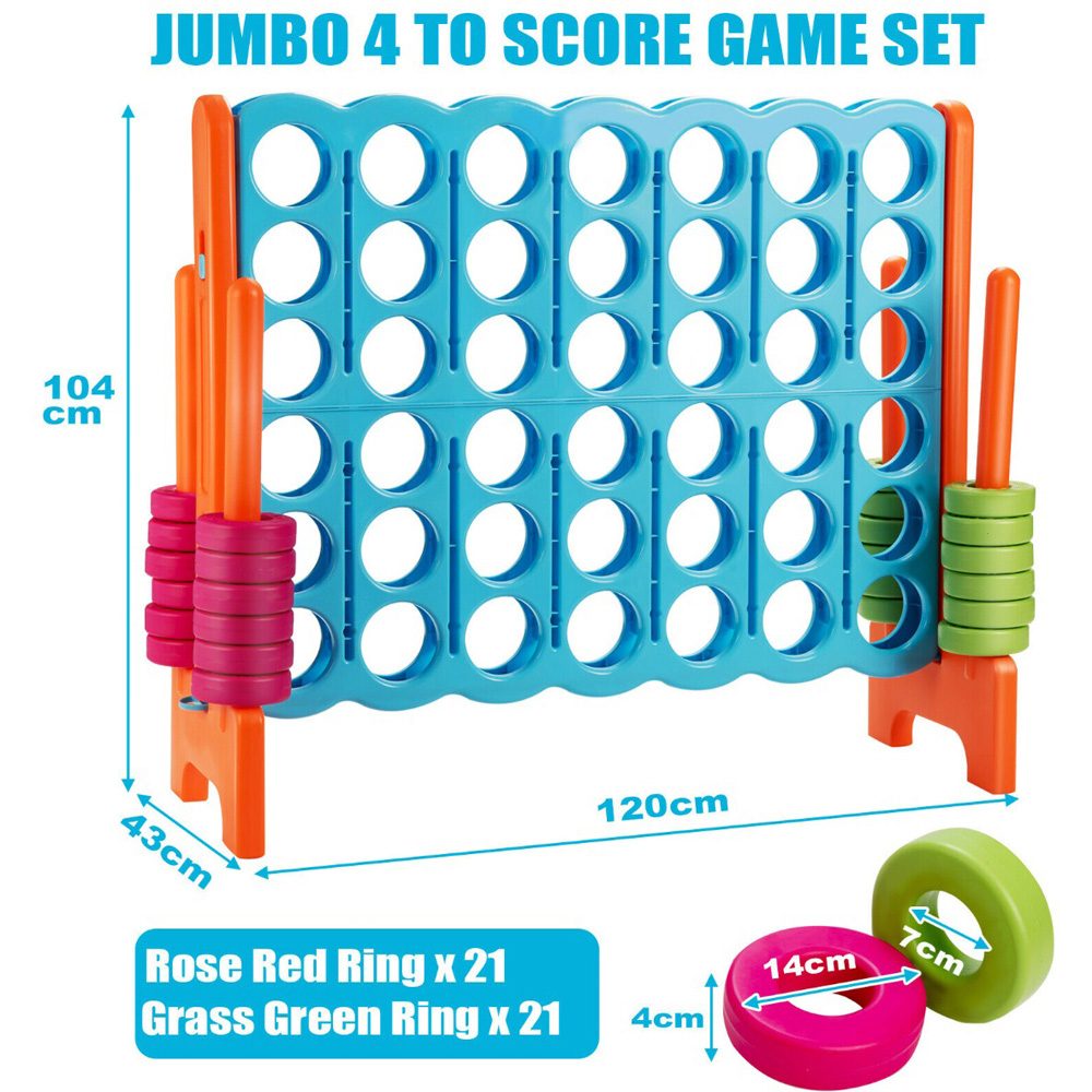Costway Blue Giant 4 in A Row Game Set with 42 Rings and Sliders Image 9