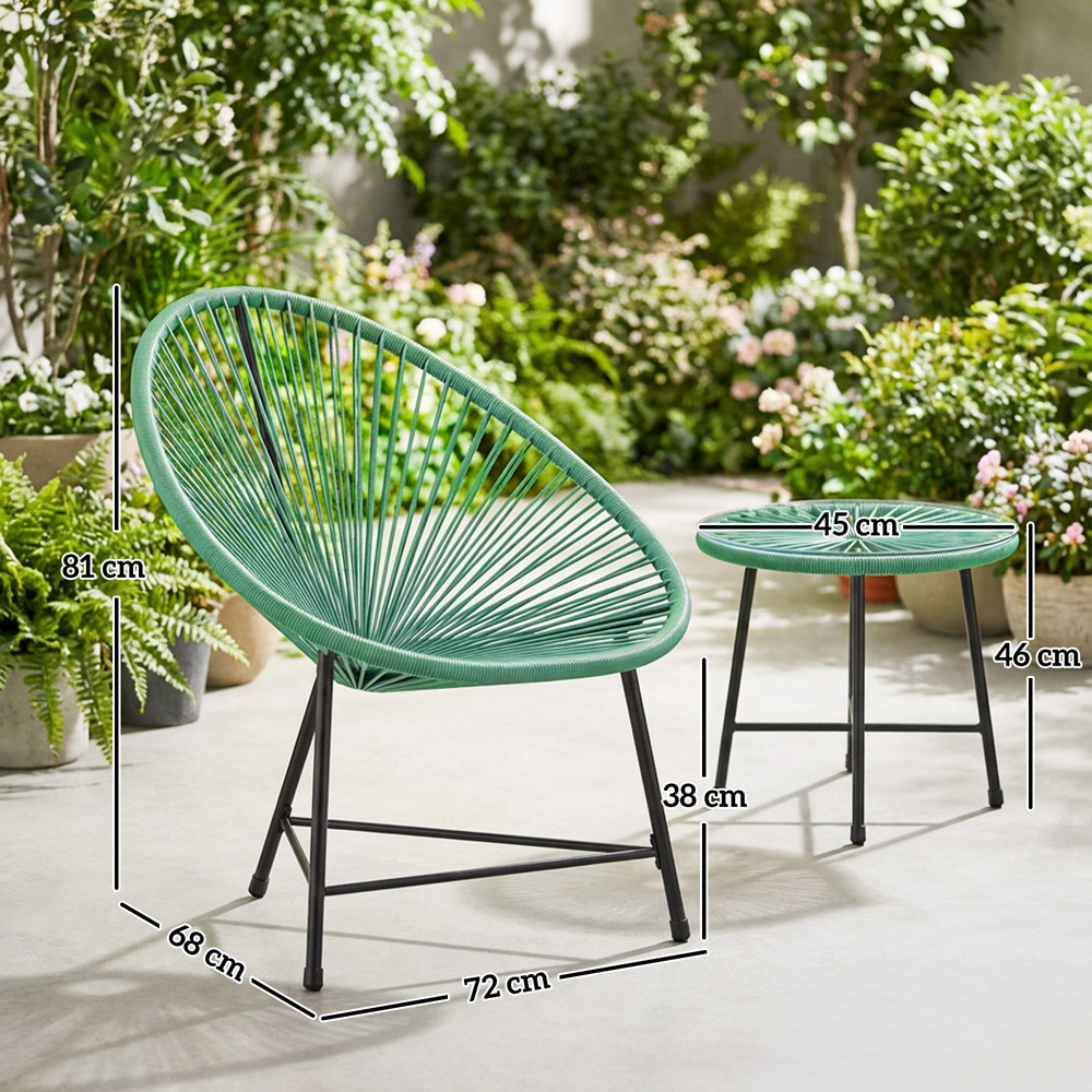 Outsunny 2 Seater Green Rattan Acapulco Garden Bistro Set Image 9