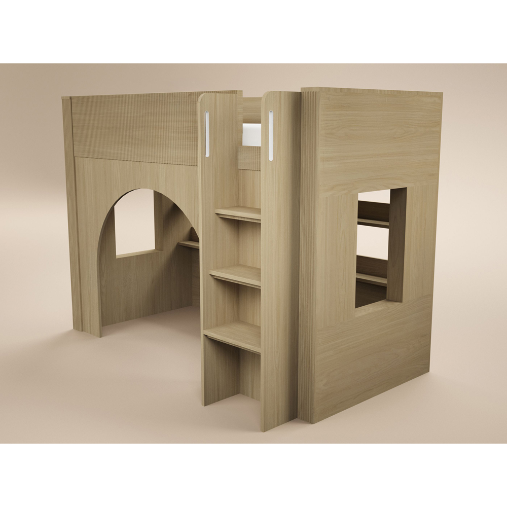Flair Kaska Single Oak Ribbed Panel Mid Sleeper Bed Image 2
