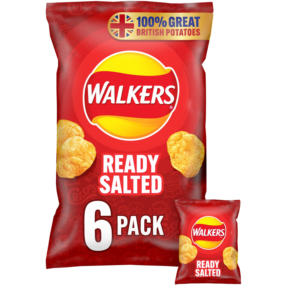 Walkers Ready Salted Crisps 6 Pack Image