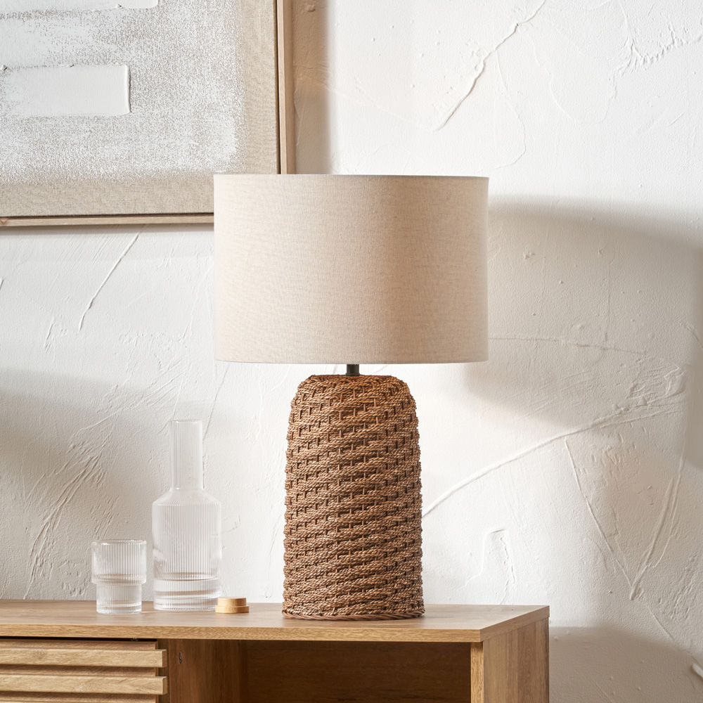 Pacific Lifestyle Andros Brown Woven Seagrass Table Lamp Image 2