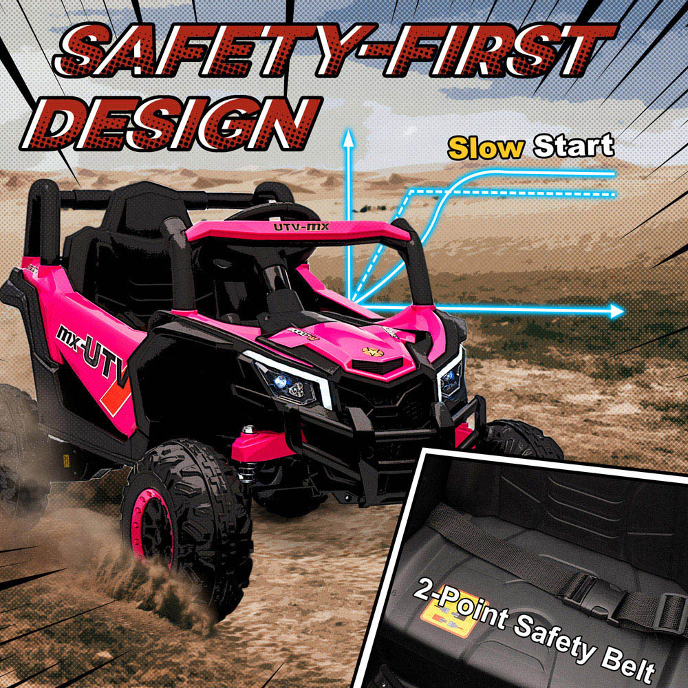 Tommy Toys Kids Pink Ride On Electric UTV Car with Remote and Safety Belt Image 6
