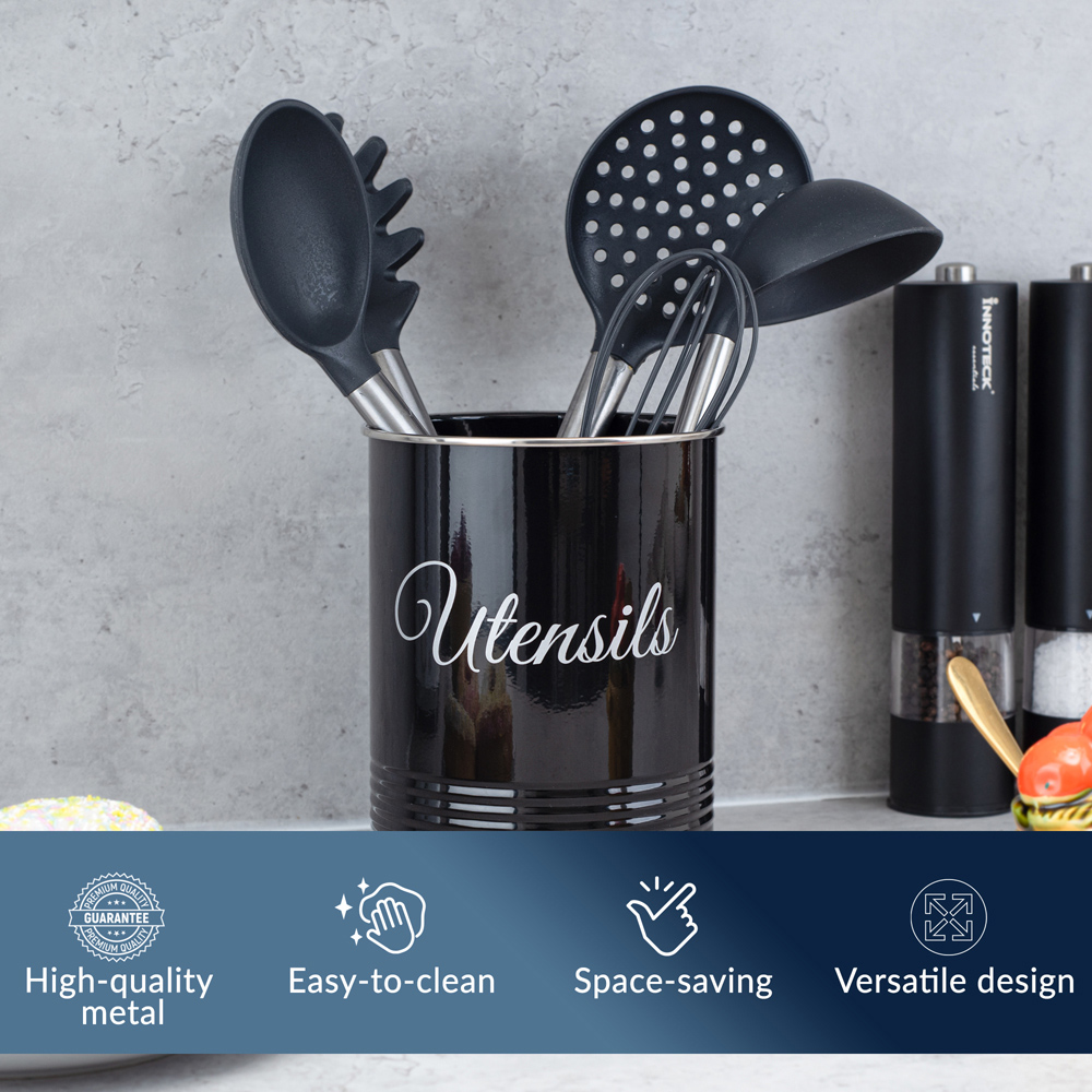 Innoteck Essentials Black Metal Utensil Crock Holder Image 5