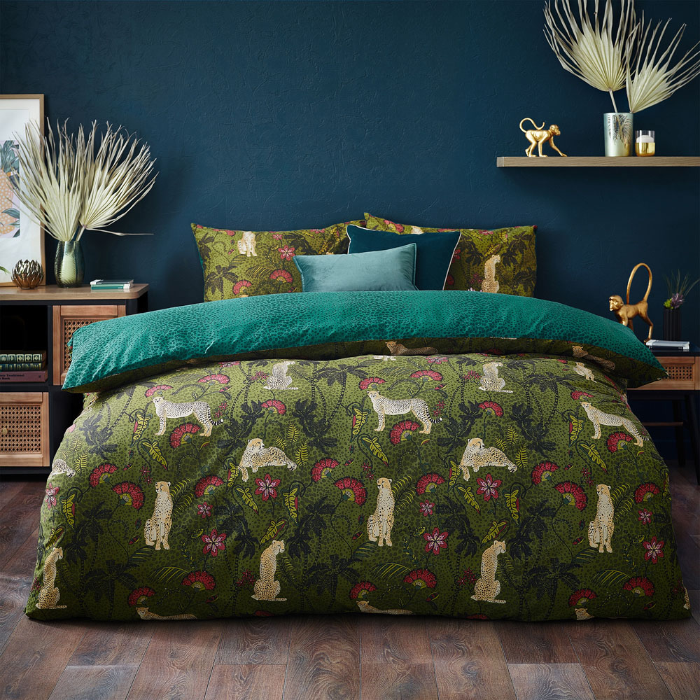 furn. Tropica Cheetah King Size Multicolour Duvet Set Image 1