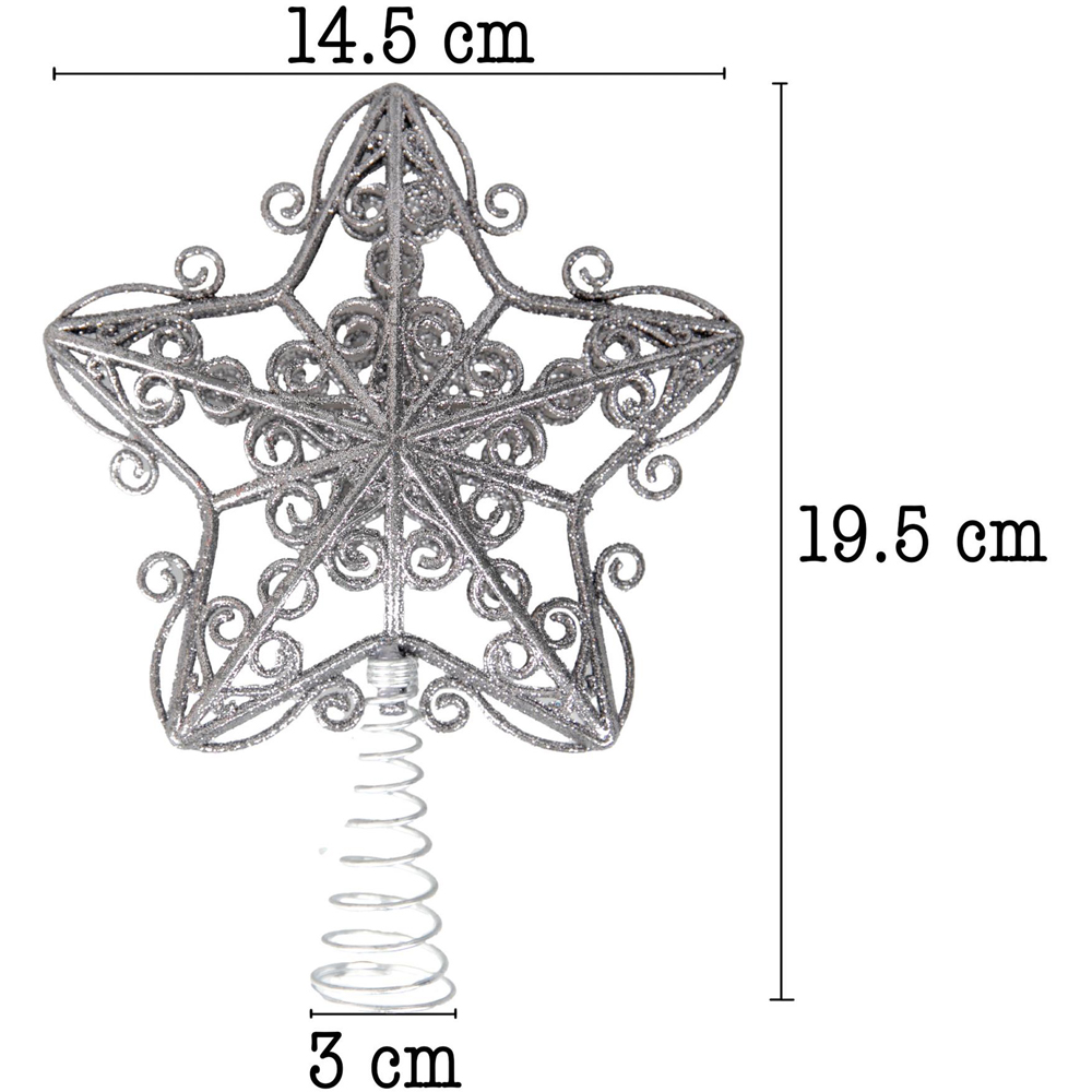 Shatchi Silver Glitter Star Tree Topper Image 4