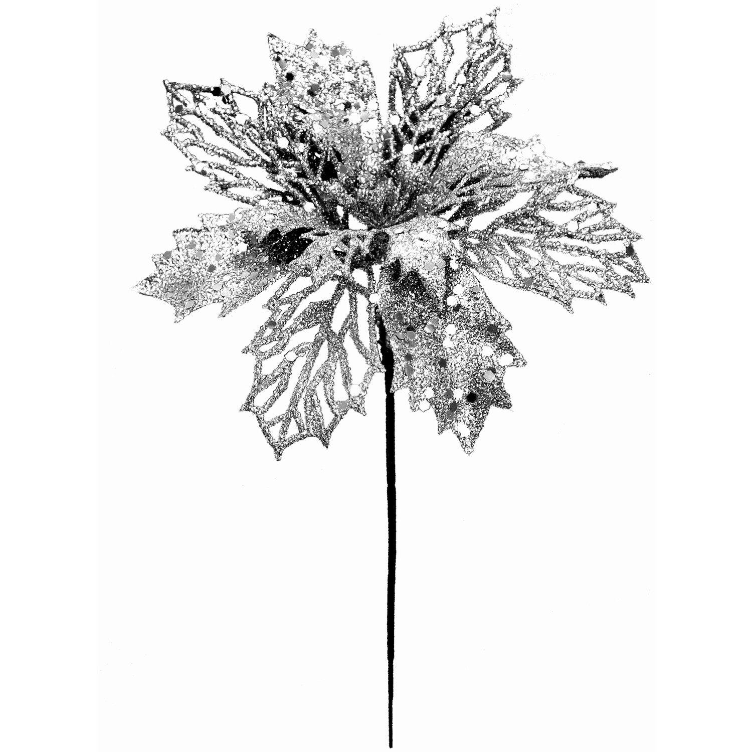 Single Glitter Christmas Flower Pick Decoration in Assorted styles Image 3