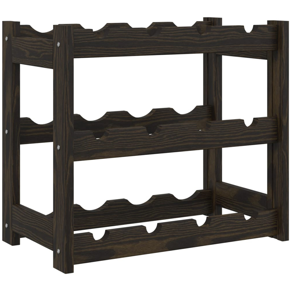 vidaXL 12 Bottle Black Freestanding Wine Rack Image 1