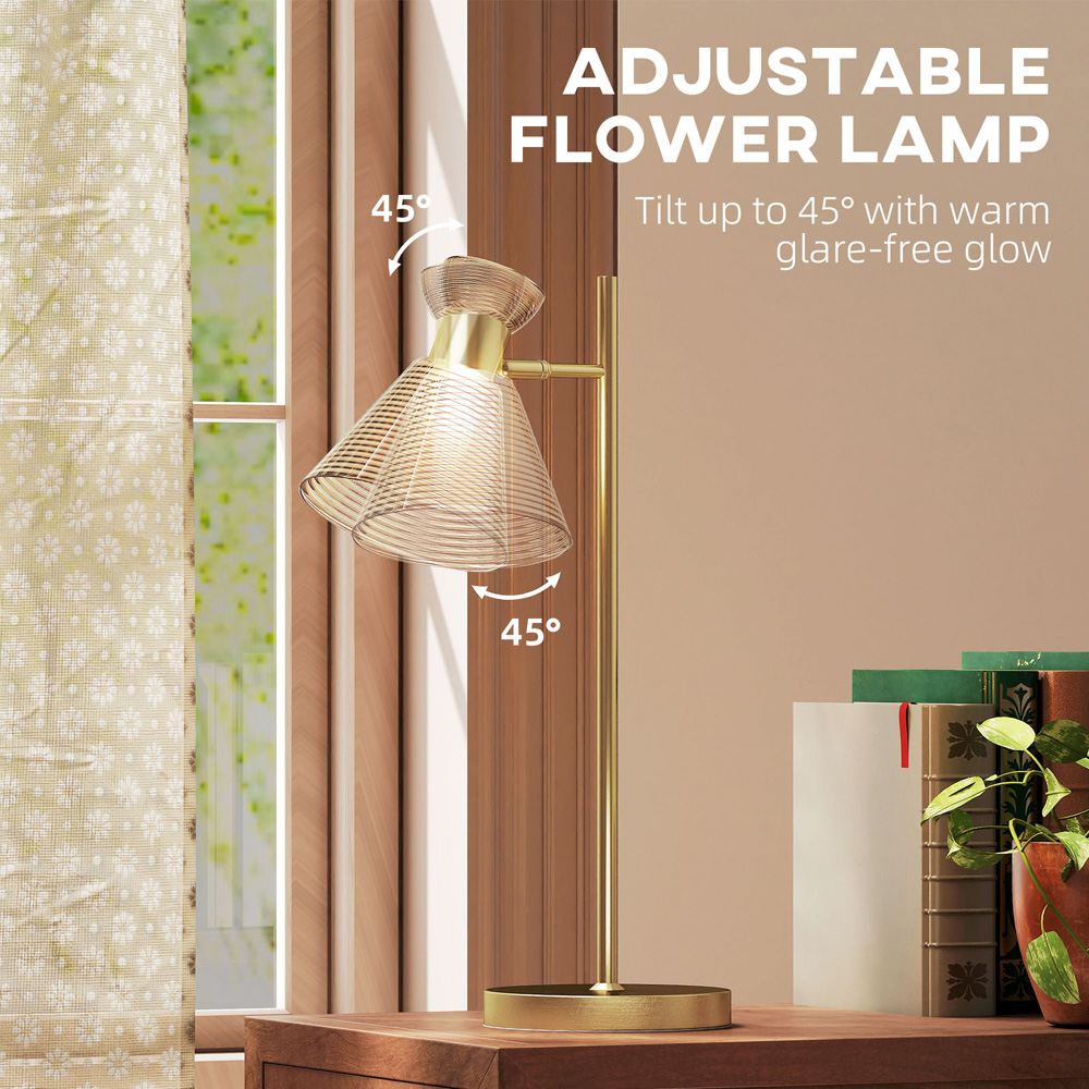 HOMCOM Gold Tone Adjustable Head Table Lamp Image 8