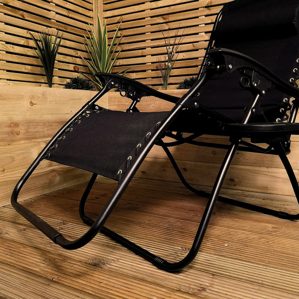 Samuel Alexander Black Multi Position Garden Sun Lounger Image 3