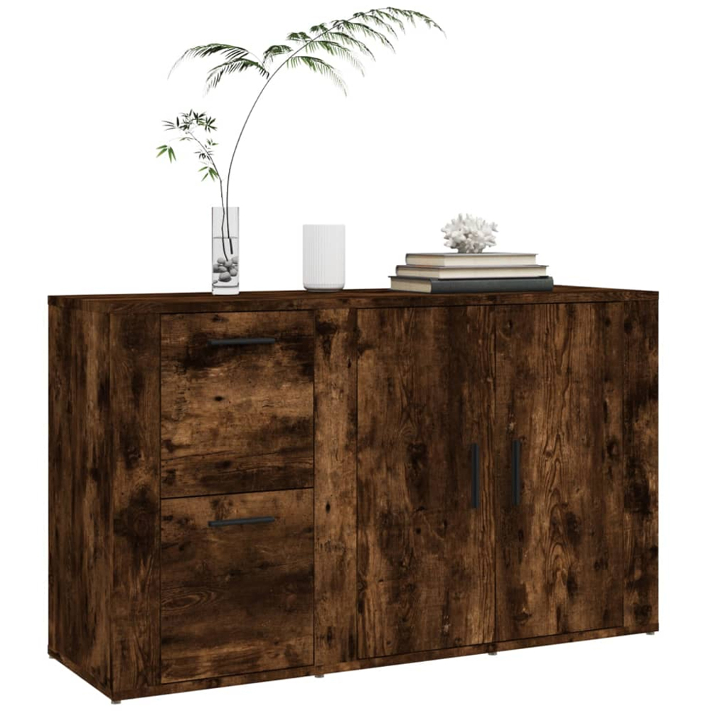 vidaXL 2 Door 2 Drawer Smoked Oak Sideboard Image 4