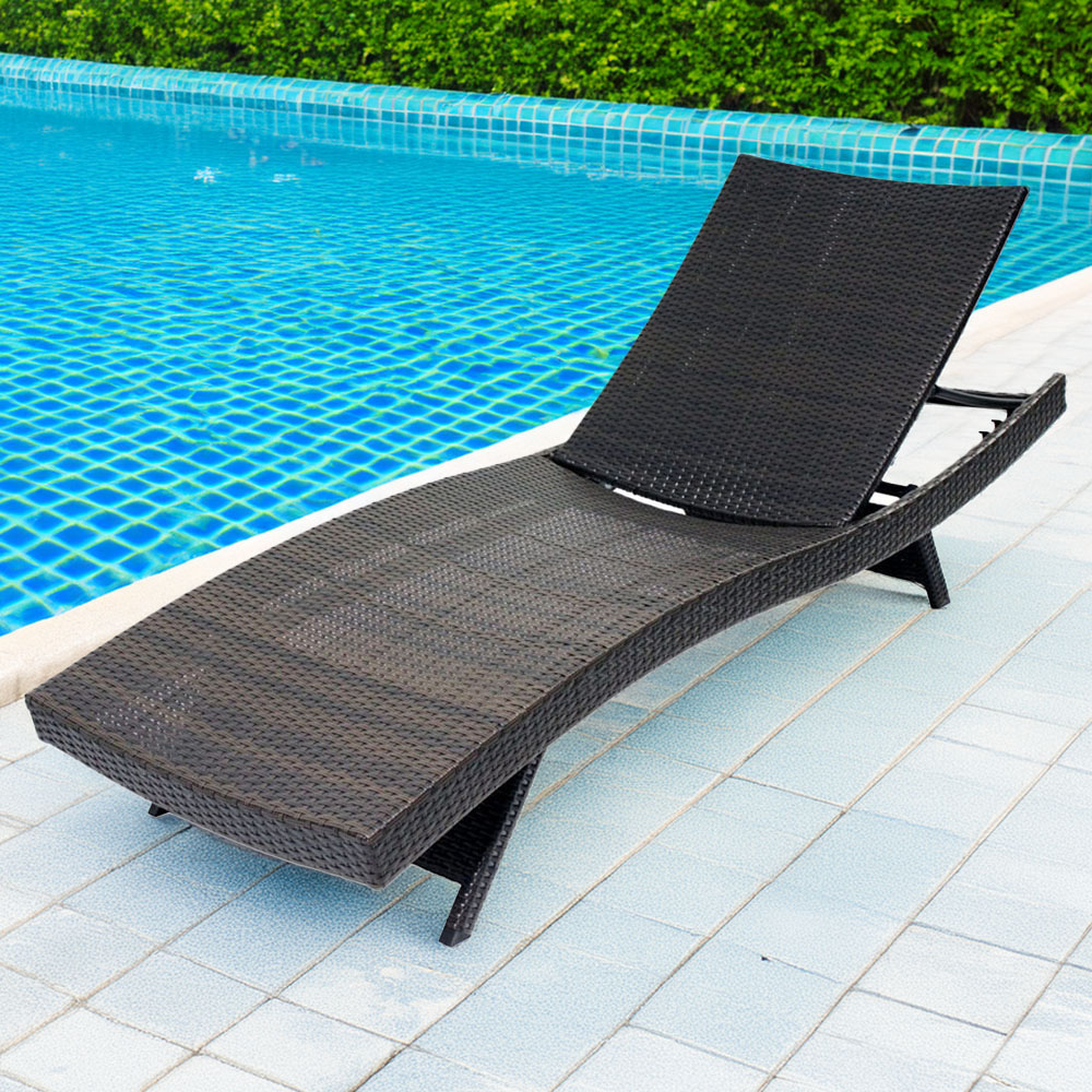 Grey Wicker Sun Lounger - Grey Image 1