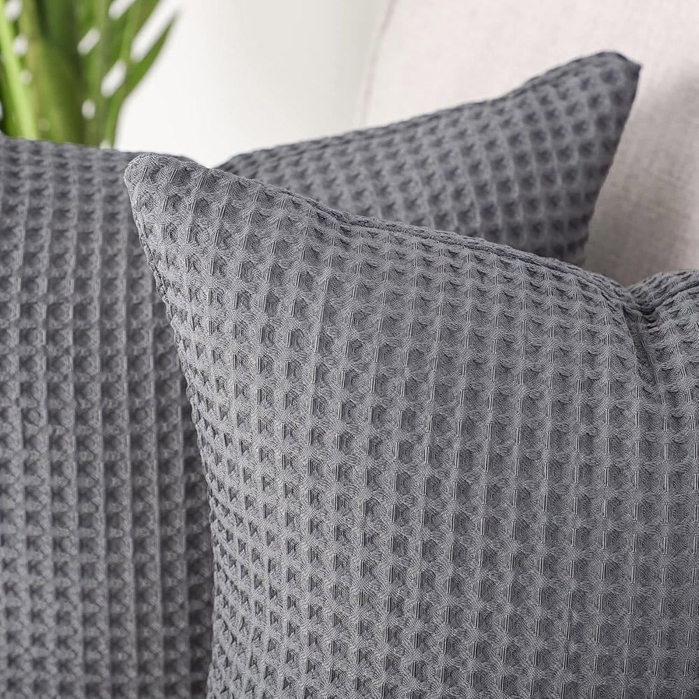 Allure Home Fashions Hotel Graphite Waffle Cushion Cover 2 Pack 50 x 50cm Image 3