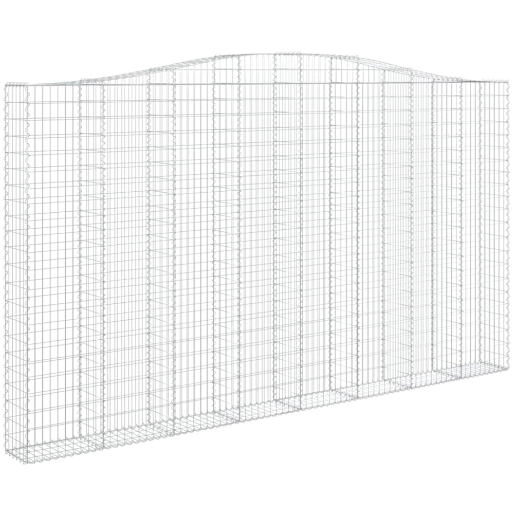 vidaXL Silver Galvanised Iron Arched Gabion Basket 400 x 30 x 220/240cm 2 Pack Image 1