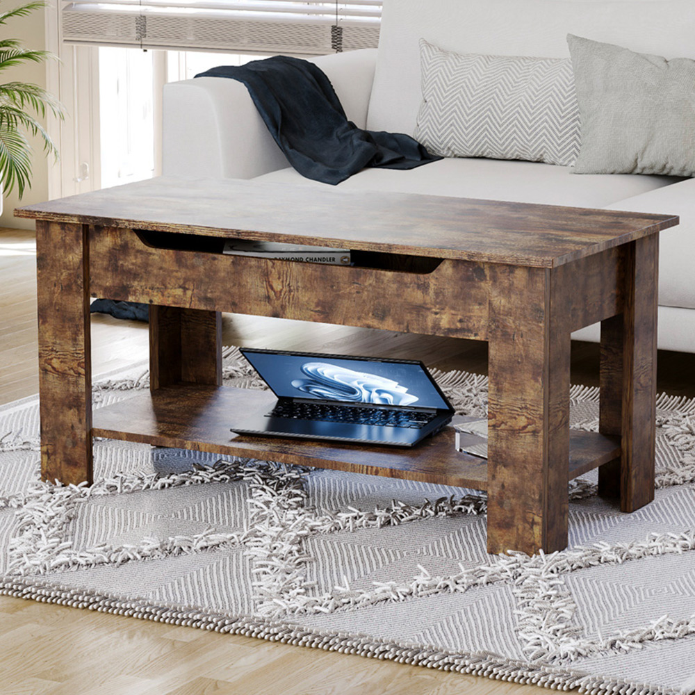 Vida Designs Dark Wood Lift Up Coffee Table Image 1