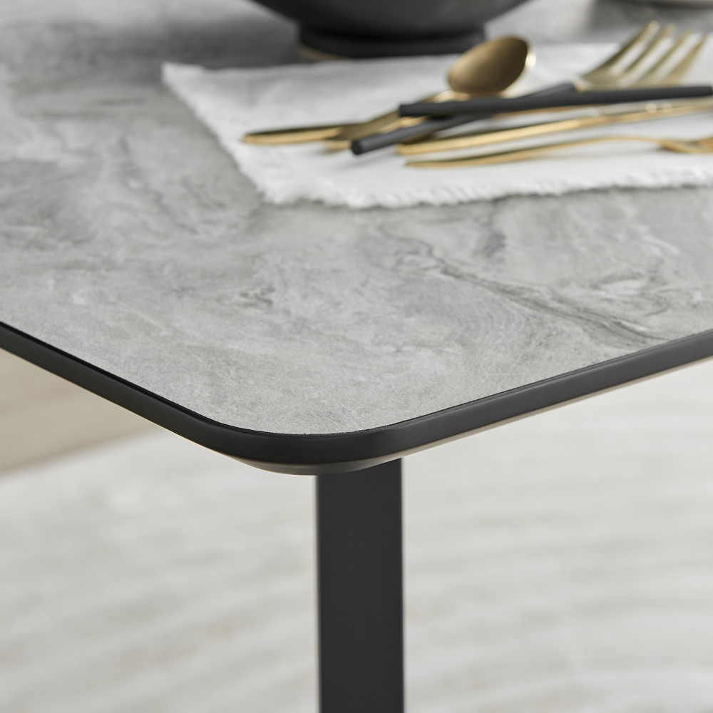 Furniturebox Copeland Cesano Marble Effect 4 Seater Dining Set White Green and Chrome Image 5