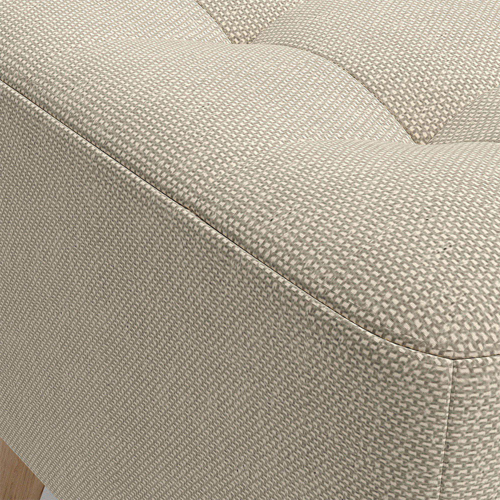 Living and Home Beige Linen Fabric Padded Wooden Leg Footstool Image 6