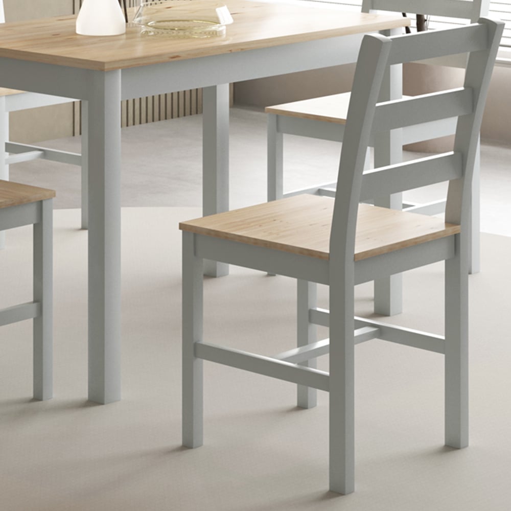 Comfy Living 4 Seater Wooden Dining Set Grey and Natural Image 3