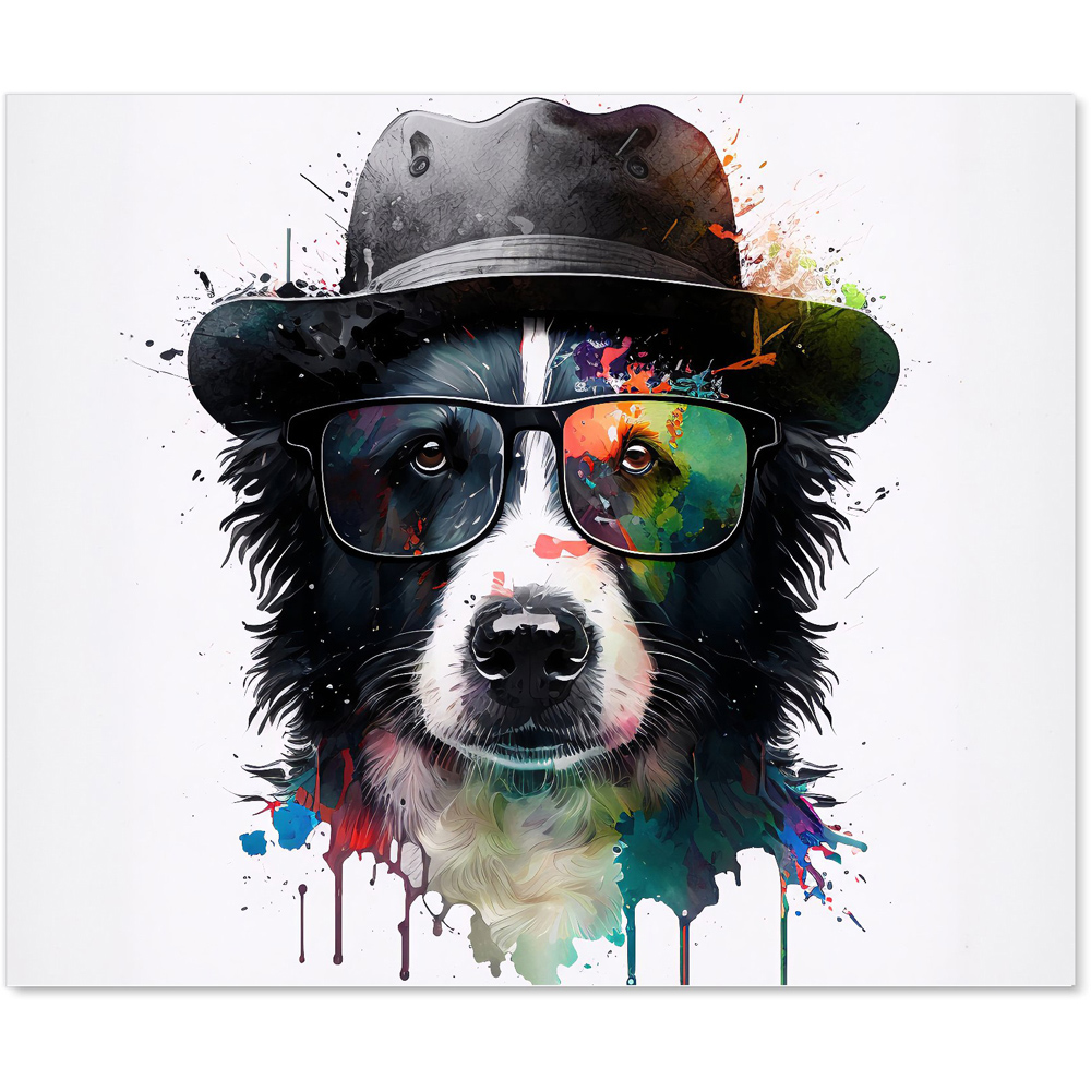 Warren Reed Designer Border Collie Dog Splashart Glass Kitchen Splashback 75 x 90cm Image 2