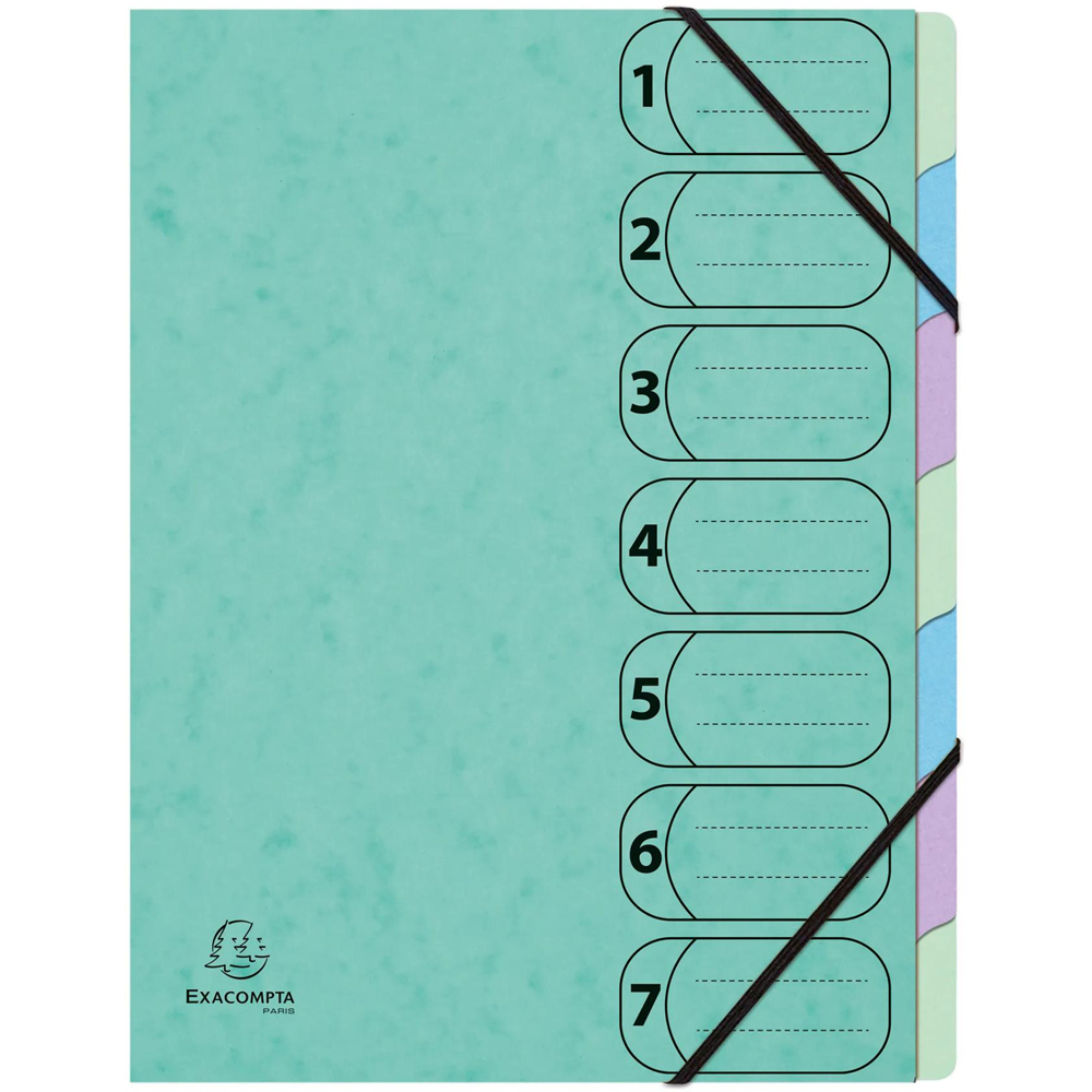 Exacompta Aquarel Harmonika 7 Section Assorted colours A4 Multi Part File 8 Pack Image 4