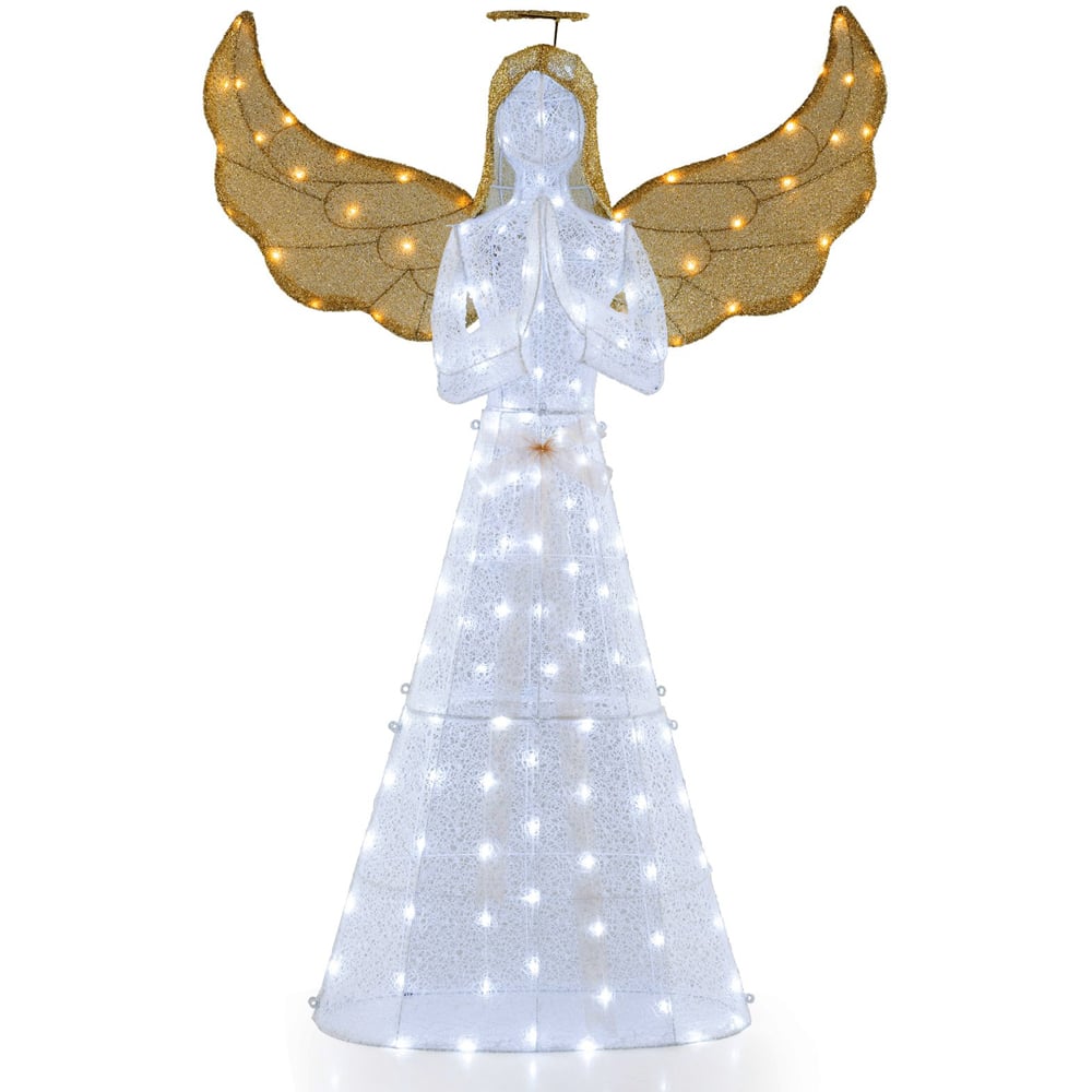 Costway 150 LED Light-Up Winged Holiday Figure 5ft with Ground Stakes Image 2