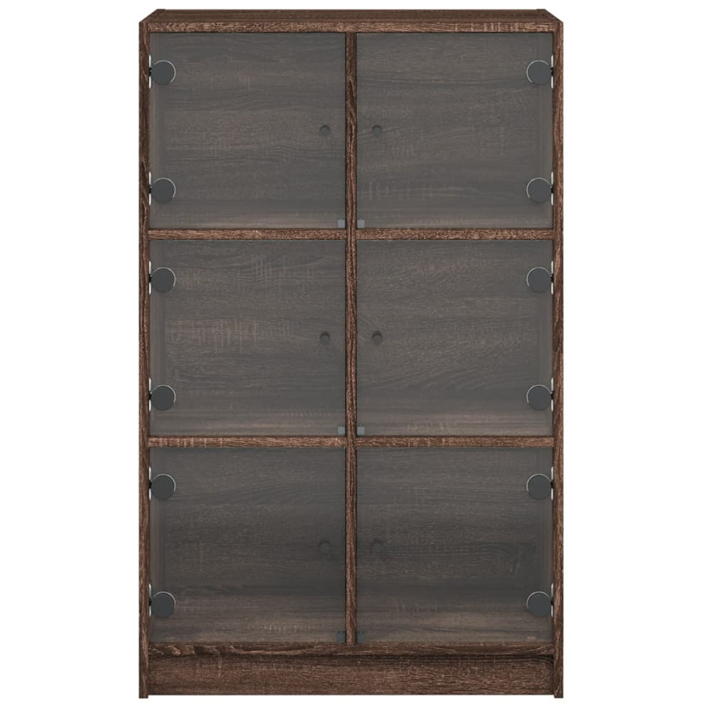vidaXL 2 Glass Door 6 Shelf Brown Oak Highboard Image 6