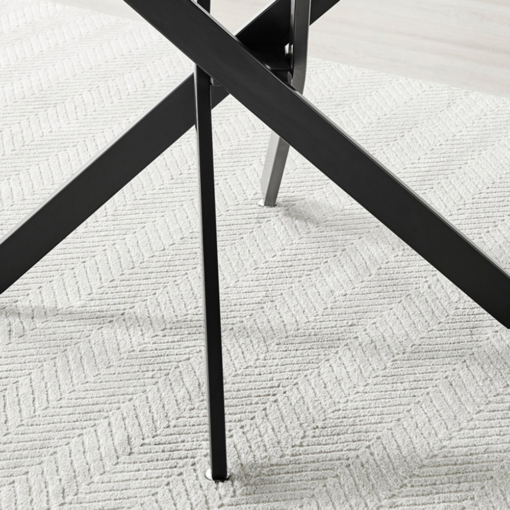 Furniturebox Arona Cesano Concrete Effect 6 Seater Round Dining Set Grey Black and Navy Image 7