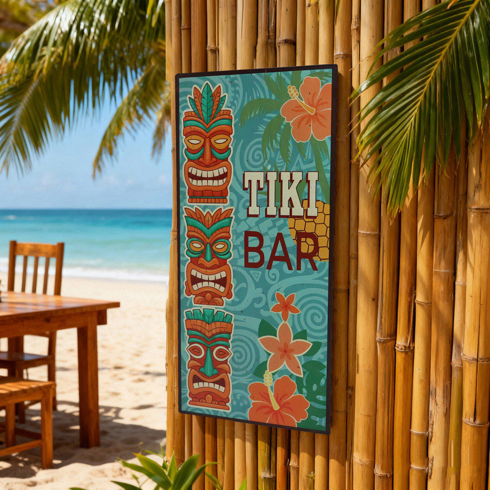 Tiki Tropical Metal Plaque Image 5
