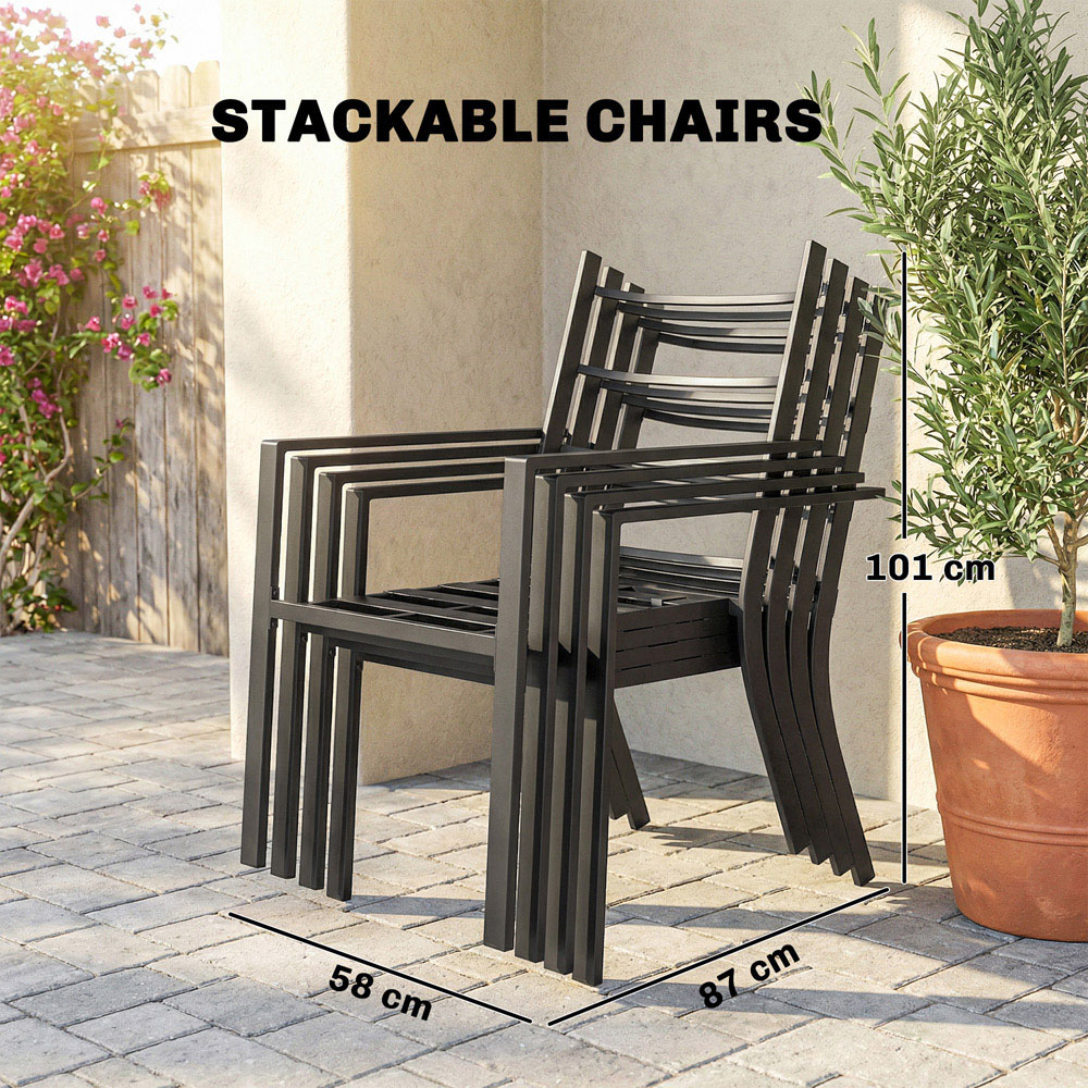 Outsunny 4 Seater Garden Dining Set with Cushions Grey Wood Effect Image 8