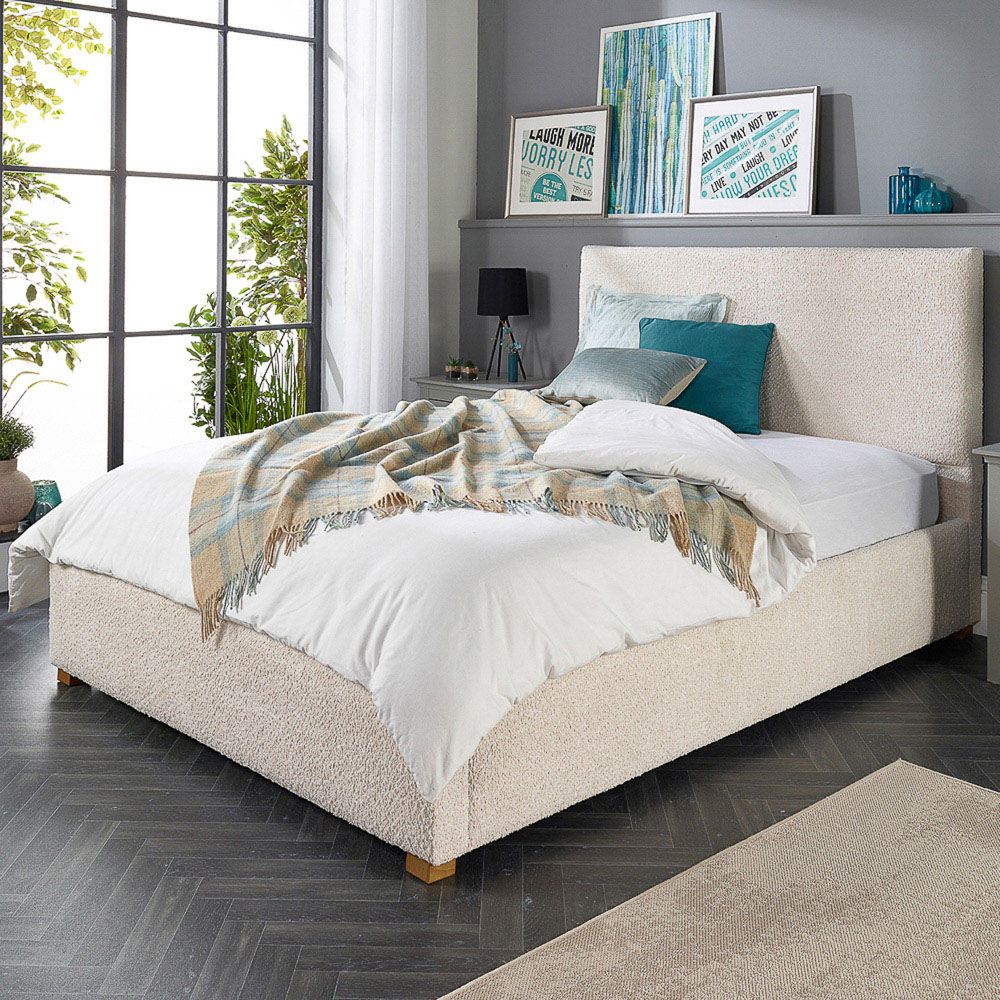 Aspire King Size Cream Boucle Upholstered Garland Ottoman Bed Frame Image 5