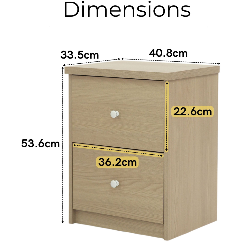 Core Products Freya 2 Drawer Smoked Oak Foil Finish Bedside Cabinet Image 9