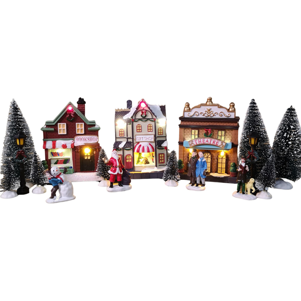 Samuel Alexander 17 Piece Victorian Lit Winter Village Scene Christmas Decoration Image 1