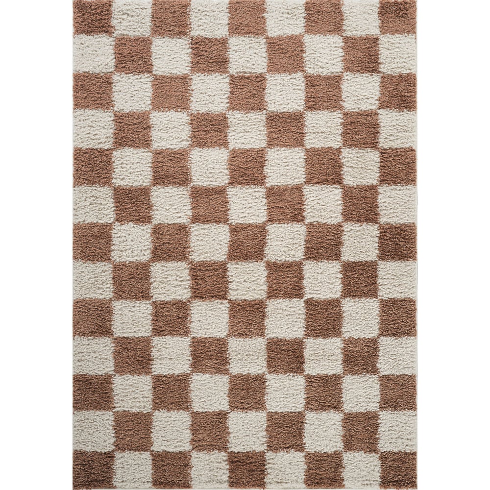 Desire Rugs Chester Terracotta Shaggy Checkered Rug 60 x 220cm Image 5