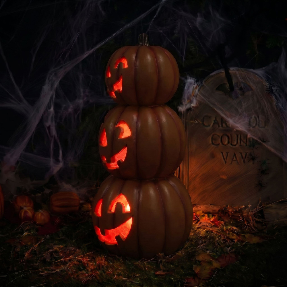 wilko Multicolour LED Halloween Stacked Smiling Pumpkins Ornament 2.6ft Image 5