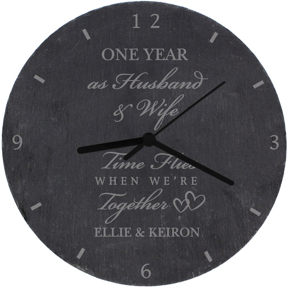 Personalised Memento Personalised Anniversary Slate Clock Image 1
