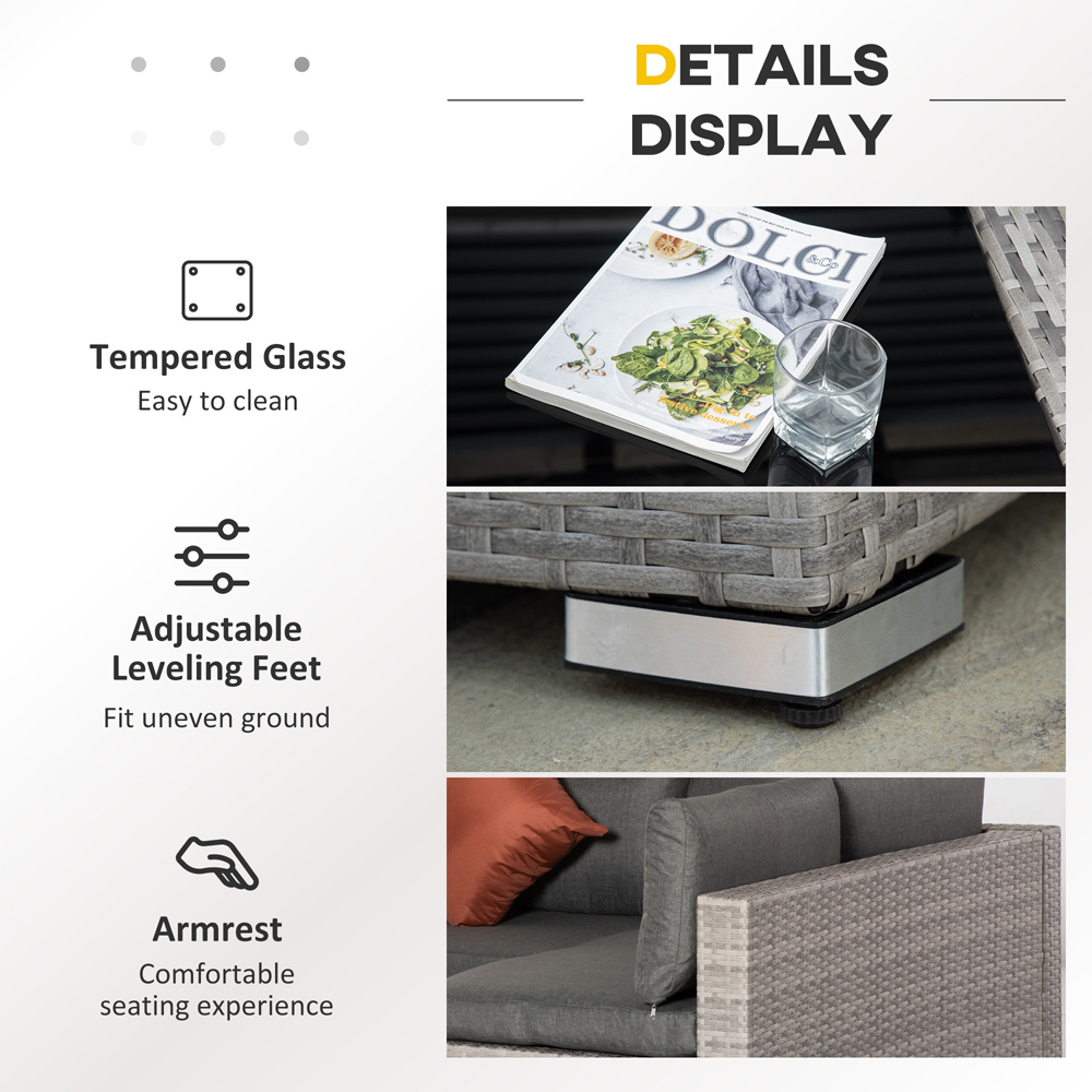 Outsunny 6 Seater PE Rattan Wicker Garden Patio Sofa Set Image 4