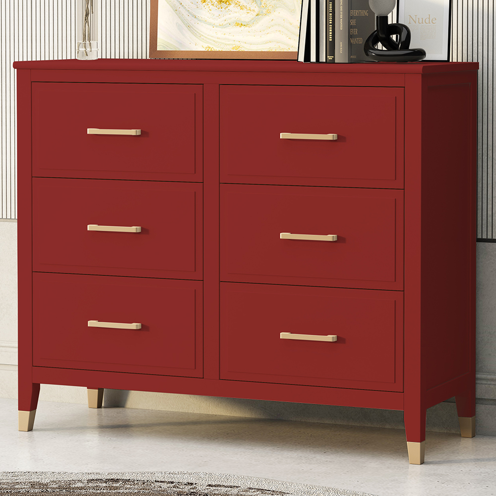 Palazzi 6 Drawer Red Chest of Drawers Image 1