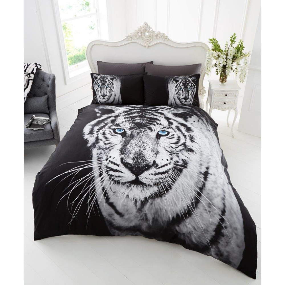 Smart Living King Size 3D White Tiger Print Duvet Cover Set Image 3