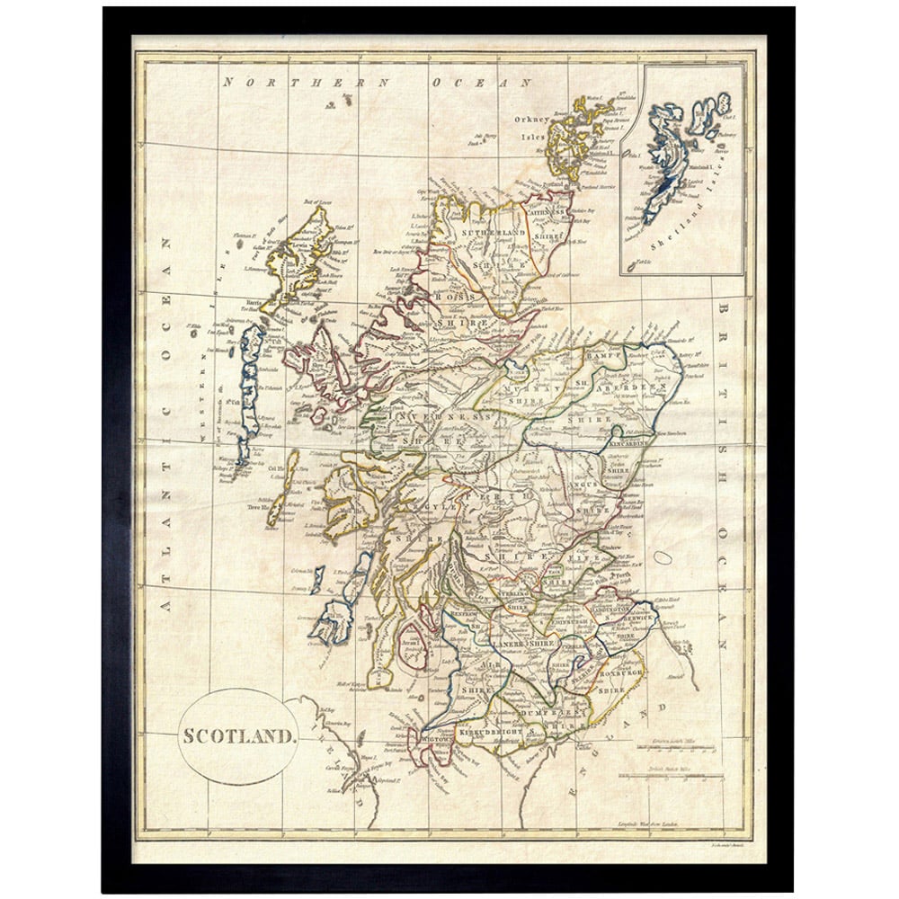 Wee Blue Coo Vintage 1799 Clement Cruttwell Scotland Map Framed Wall Art Print 30 x 41cm Image 1
