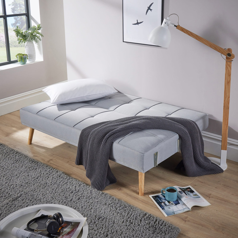 Home Source 3 Seater Folding Sofa Bed with Wooden Legs Image 4