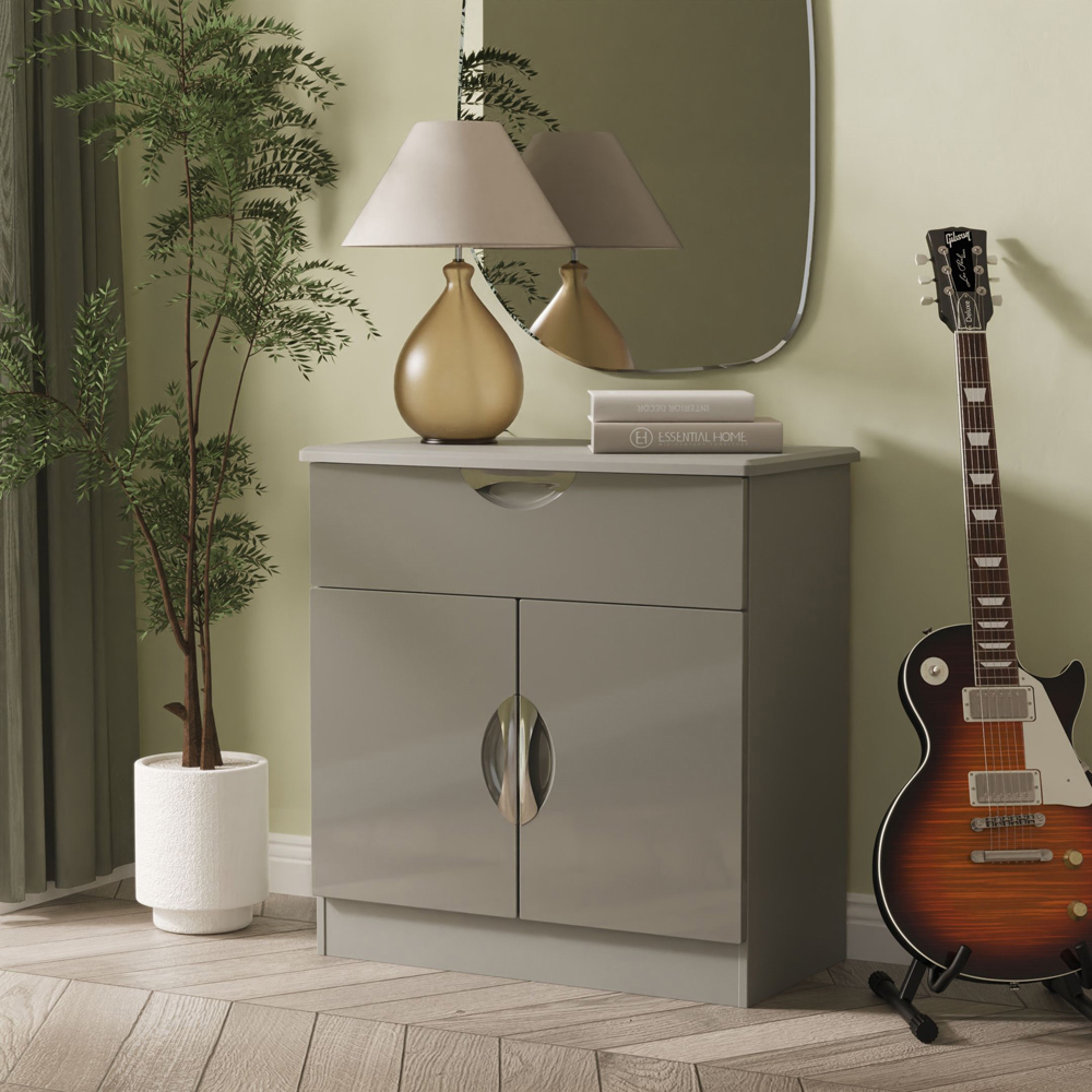 Crowndale Camden Single Drawer 2 Door Grey Gloss and Dusk Grey Sideboard Ready Assembled Image 8