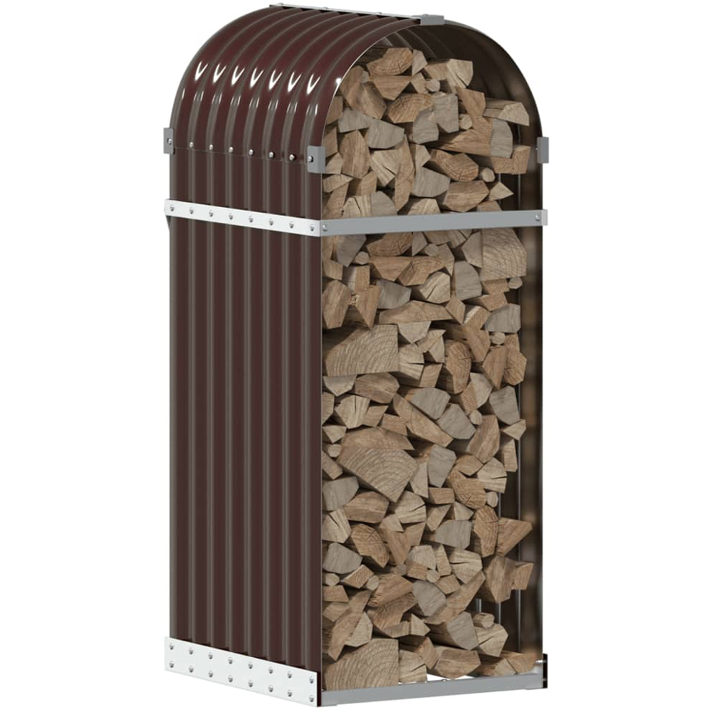 vidaXL Brown Galvanised Steel Firewood Log Holder 100 x 40 x 45cm Image 2