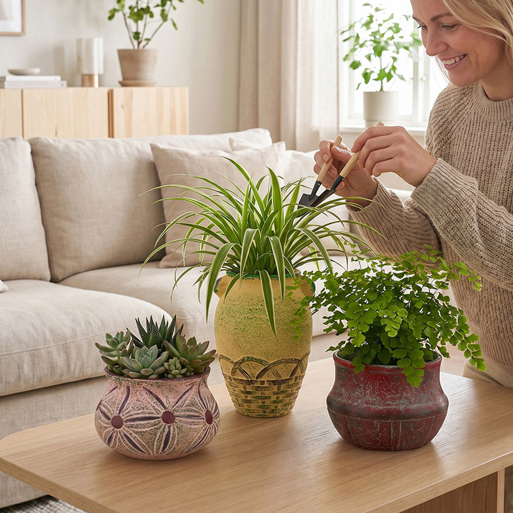 Living and Home Mediterranean Ceramic Plant Pot Set of 5 Image 7