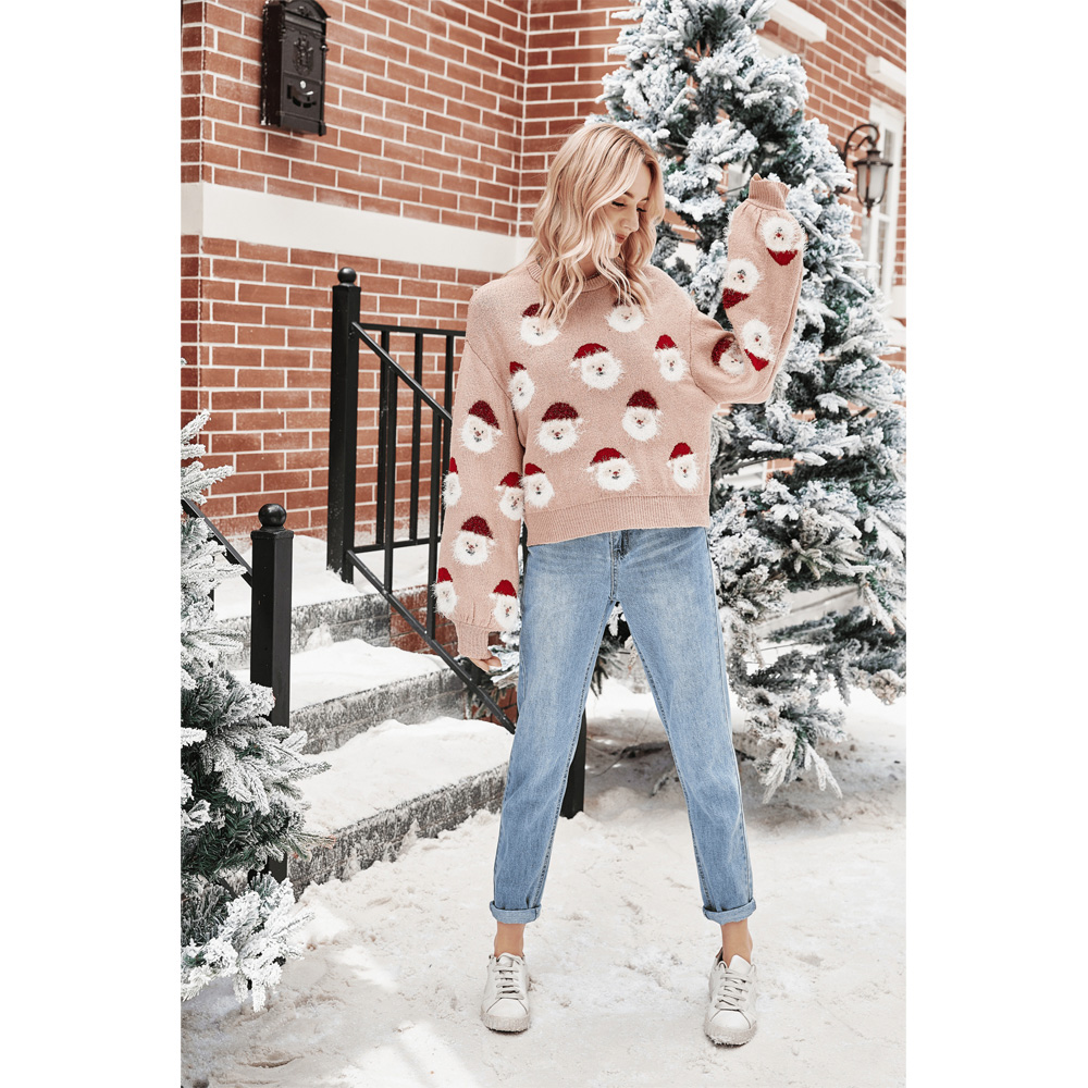 Noel Square Unisex Santa Crew Neck Christmas Jumper Large Pink Image 3