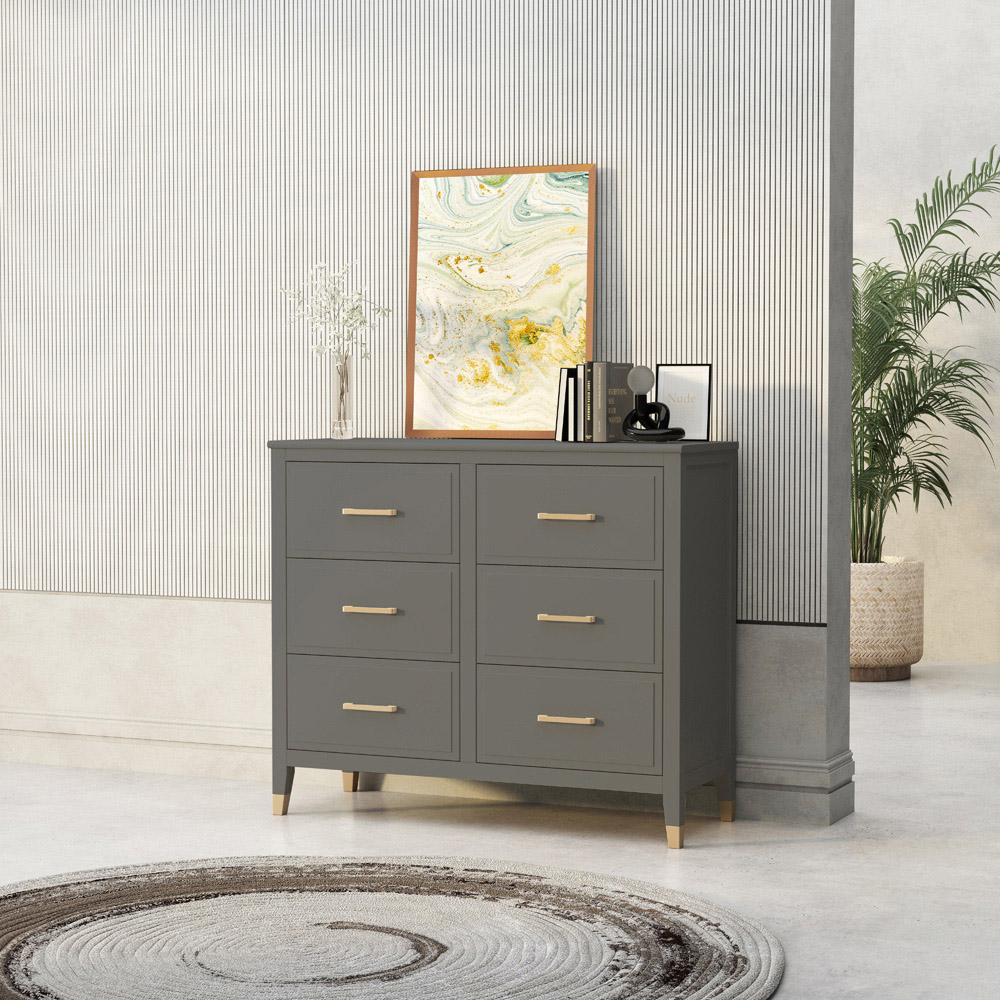 Palazzi 6 Drawer Grey Chest of Drawers Image 8