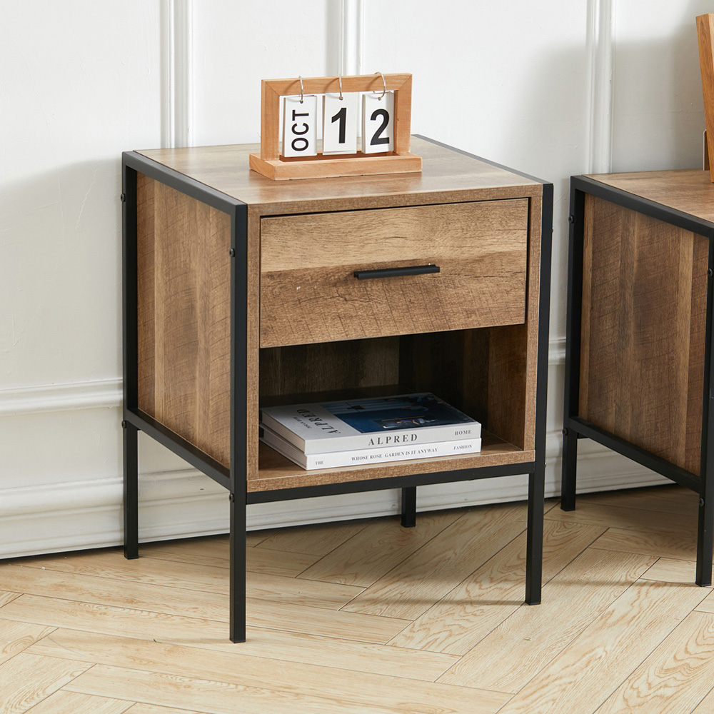 Living and Home Single Drawer Single Shelf Wooden Side Table Image 8
