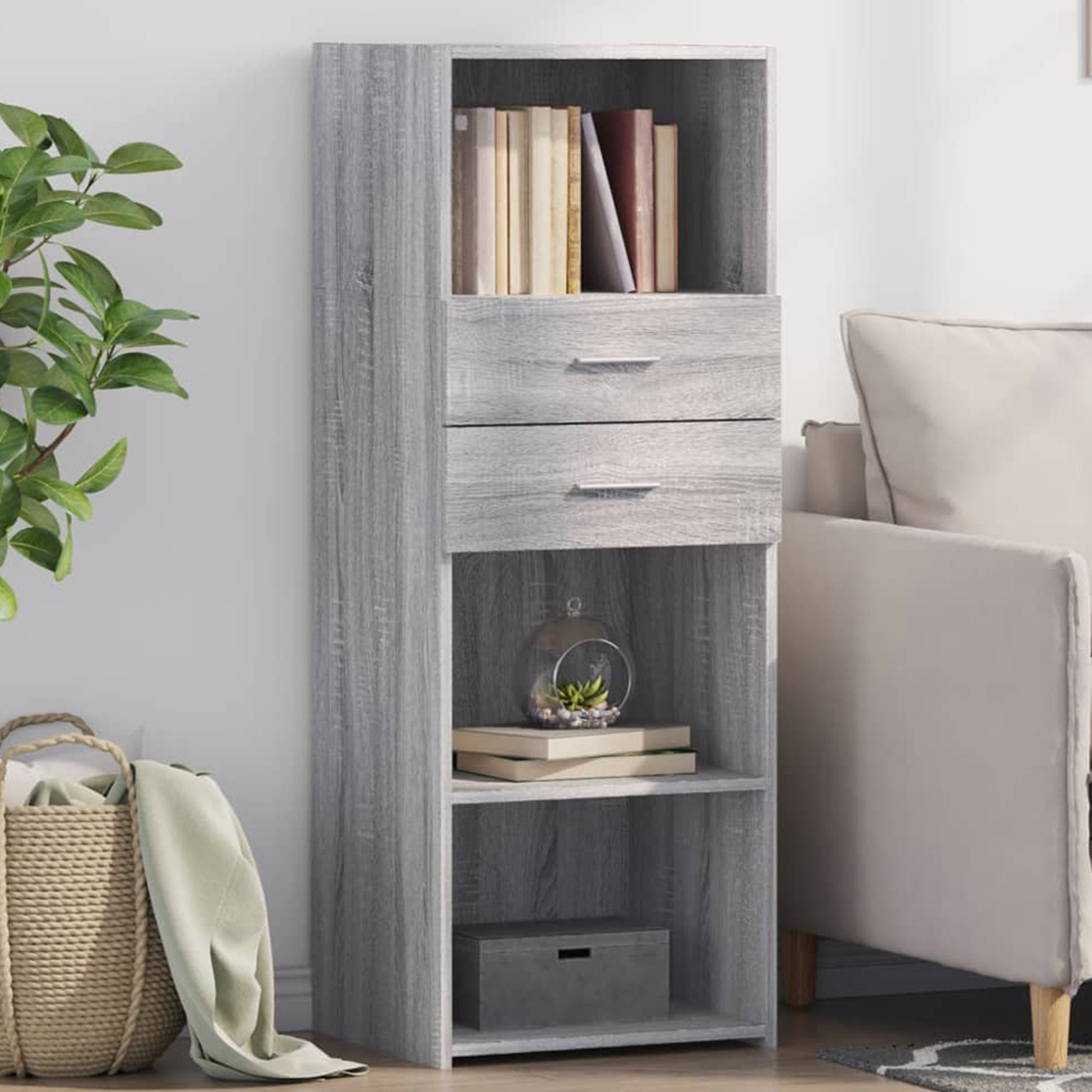 vidaXL 2 Drawer 3 Shelf Grey Sonoma Highboard Image 1
