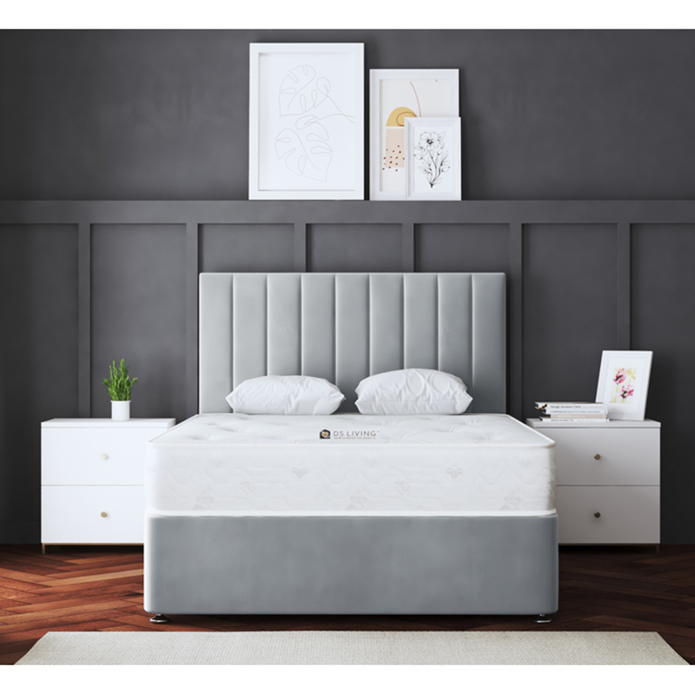DS Living Amelia King Size Silver Upholstered Panel Divan Bed with 2 Drawer Image 4