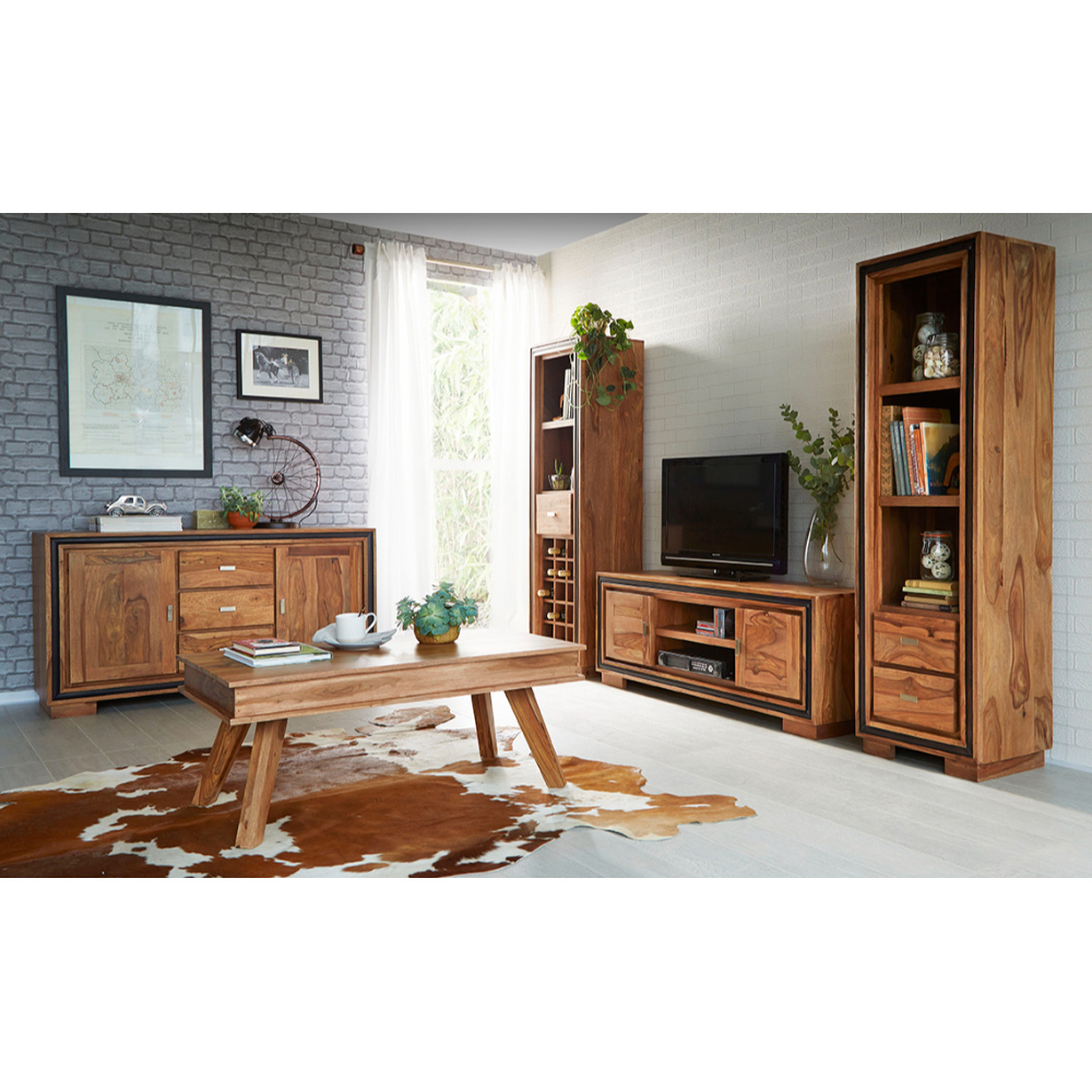 Brooklyn Hana 2 Drawer 3 Shelf Sheesham Slim Bookcase Image 4